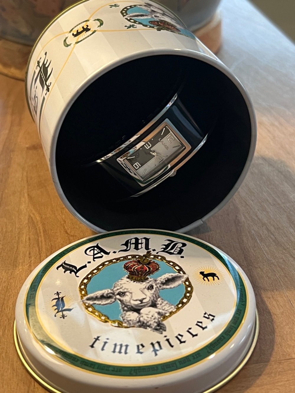L.A.M.B. Black and Silver Bangle Watch - Picture 7 of 10